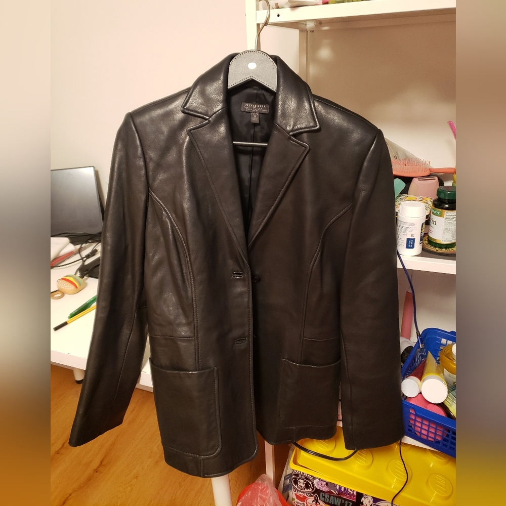 Classiques Entier Black Leather Jacket Size 10